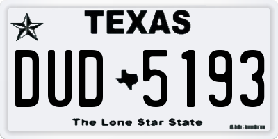 TX license plate DUD5193
