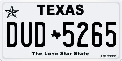 TX license plate DUD5265