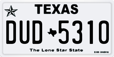TX license plate DUD5310