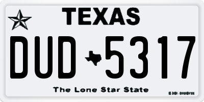 TX license plate DUD5317