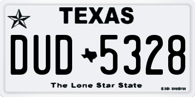 TX license plate DUD5328