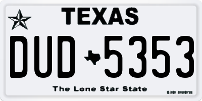 TX license plate DUD5353