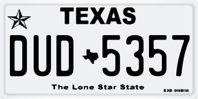 TX license plate DUD5357
