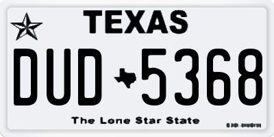 TX license plate DUD5368