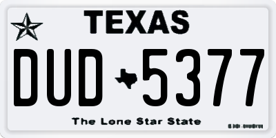 TX license plate DUD5377