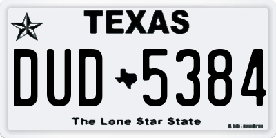 TX license plate DUD5384
