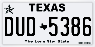 TX license plate DUD5386