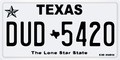 TX license plate DUD5420
