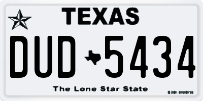 TX license plate DUD5434