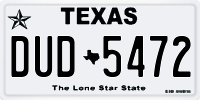 TX license plate DUD5472