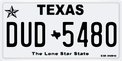 TX license plate DUD5480