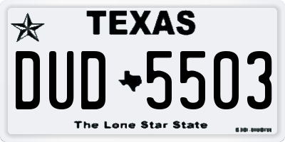 TX license plate DUD5503