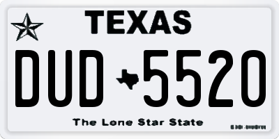 TX license plate DUD5520