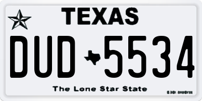 TX license plate DUD5534