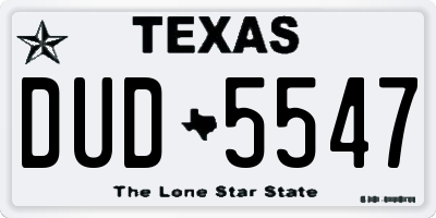 TX license plate DUD5547