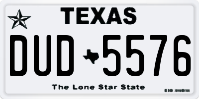 TX license plate DUD5576