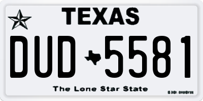 TX license plate DUD5581