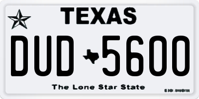 TX license plate DUD5600