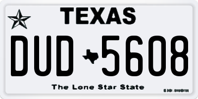 TX license plate DUD5608