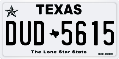 TX license plate DUD5615