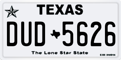 TX license plate DUD5626
