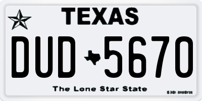 TX license plate DUD5670