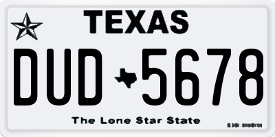 TX license plate DUD5678