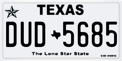 TX license plate DUD5685