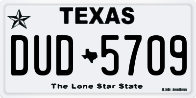 TX license plate DUD5709