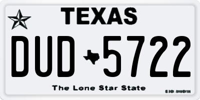 TX license plate DUD5722