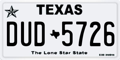 TX license plate DUD5726