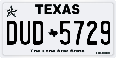 TX license plate DUD5729