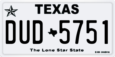 TX license plate DUD5751