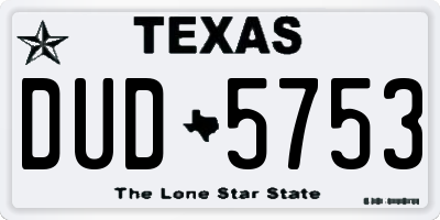 TX license plate DUD5753