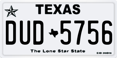 TX license plate DUD5756