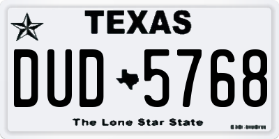 TX license plate DUD5768
