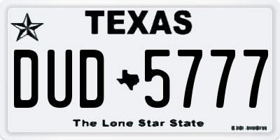 TX license plate DUD5777