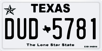 TX license plate DUD5781
