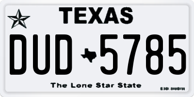 TX license plate DUD5785