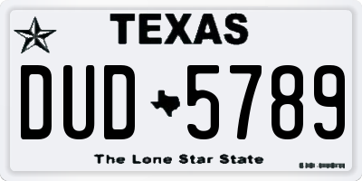 TX license plate DUD5789