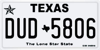 TX license plate DUD5806