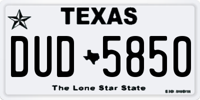 TX license plate DUD5850