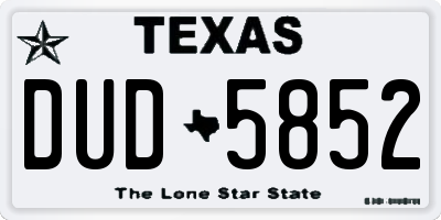 TX license plate DUD5852