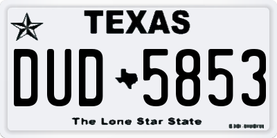 TX license plate DUD5853