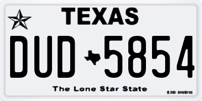 TX license plate DUD5854