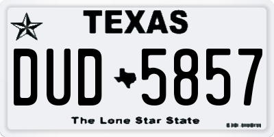 TX license plate DUD5857