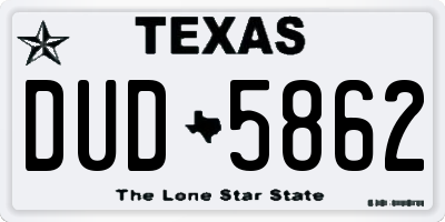 TX license plate DUD5862