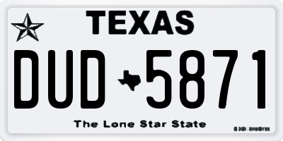 TX license plate DUD5871