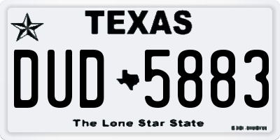TX license plate DUD5883