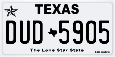 TX license plate DUD5905